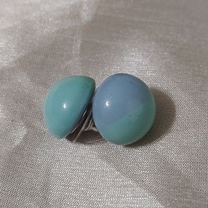 Vintage Blue Dome Earrings